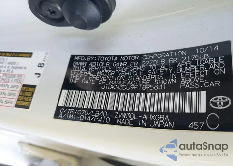 2015 Toyota Prius Four z USA, uszkodzony, nr VIN JTDKN3DU9F1895841